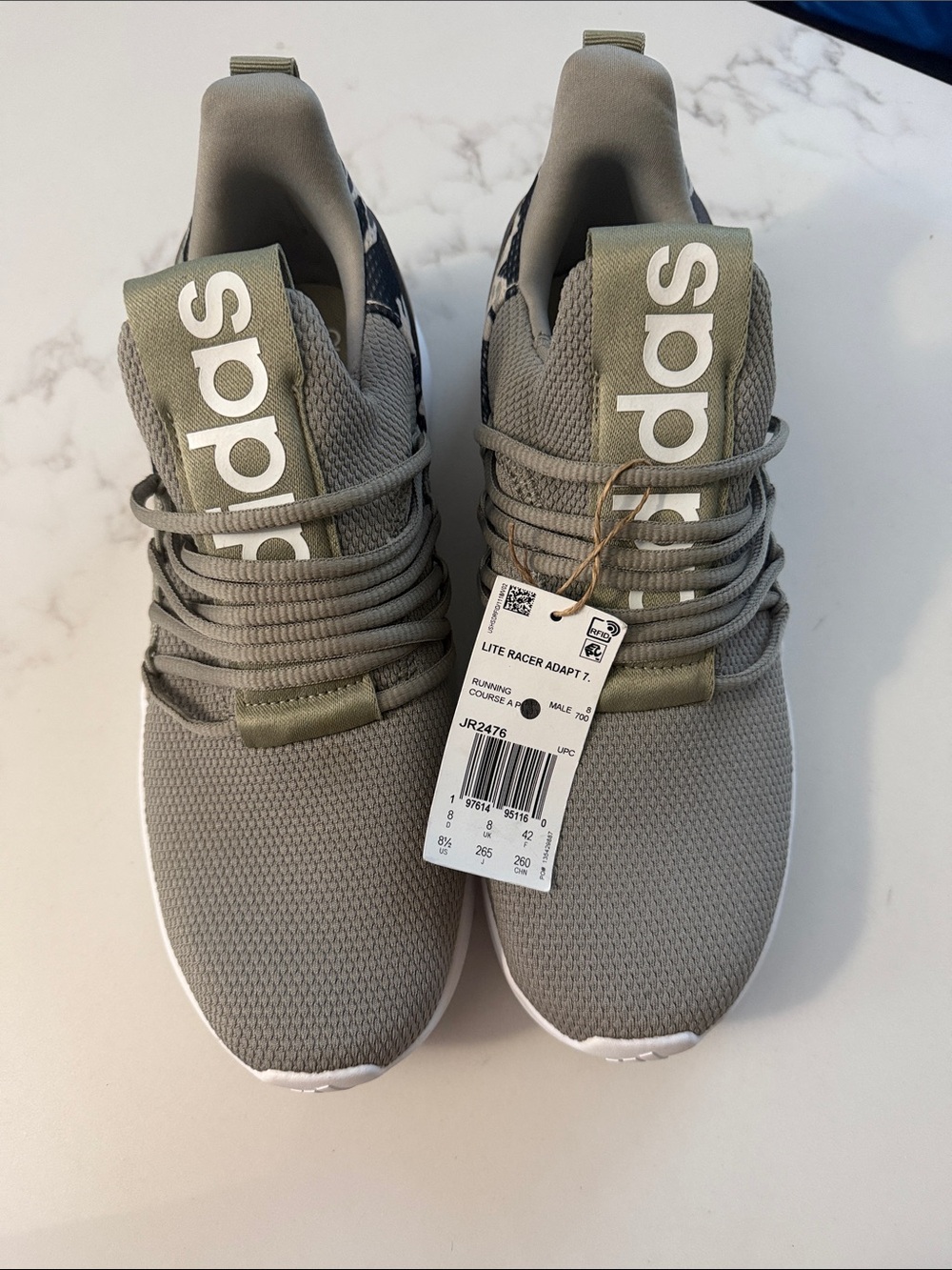 adidas men’s Lite Racer Adapt Slip-On Sneakers in Gray